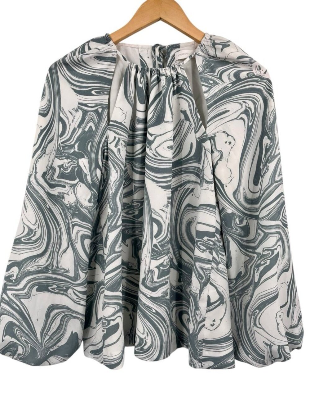 JONATHAN SIMKHAI Baltic Printed Marble Printed Cutout Blouse Small